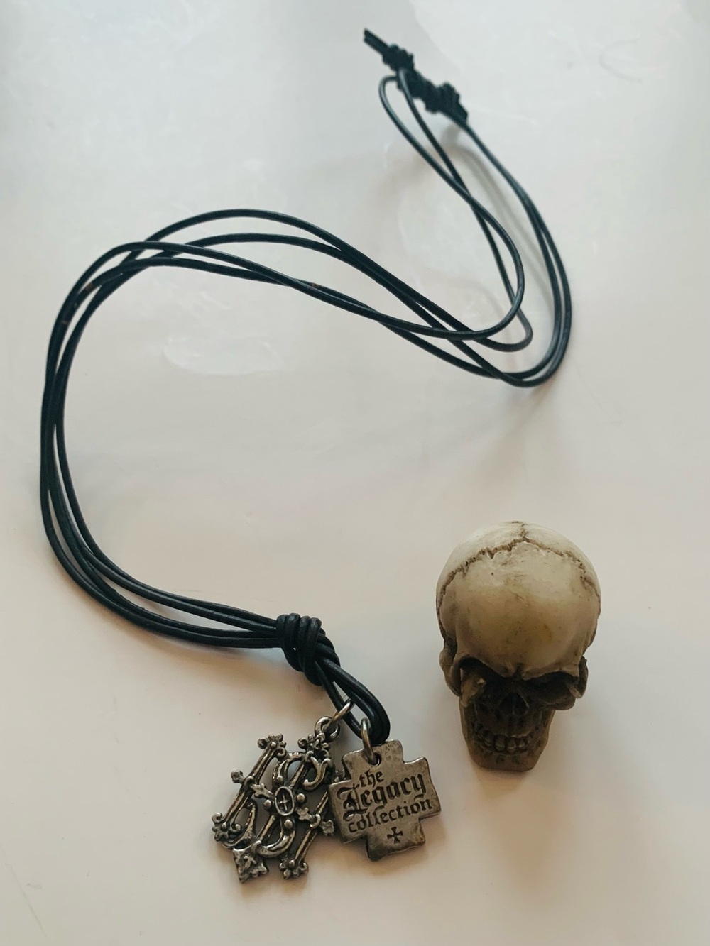 BSD Legacy Collection Black Corded S Cross Necklace Mini Skull With Rat In Eye